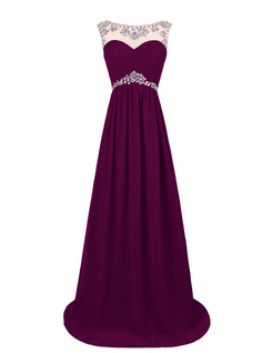 US6 Grape Chiffon Prom Dress
