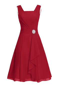 US16 Short Dark Red Chiffon Bridesmaid Dress