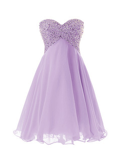 Lavender Short Chiffon Prom Dress