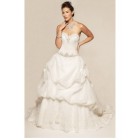 Generous A-line Sweetheart Beading Ruched Flower Sweep/Brush Train Affordable Organza Lace Wedding Gowns/Dresses  WD-4110