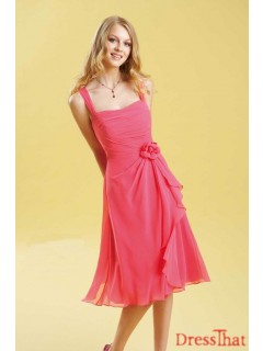 Popular A-line Square Ruched Handmade Flower Knee-length Bridesmaid Dresses Under $100 BD-2314