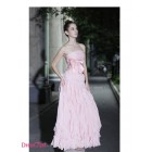 Custom Mermaid Strapless Ruched Bow Pink Layered Chiffon Prom Dresses/Evening Dresses Under 150 Sale ED-4849