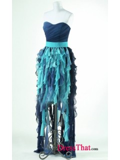 Custom Support Sweetheart Multi-color High Low Ruffles Empire Cheap Prom Dresses/Cocktail Dresses Under 150  PD-4199