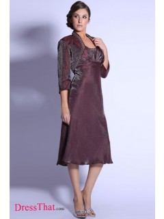 Two-Piece Generous 3/4 Sleeve Overcoat Ruched Empire Cheap Mother of the Bride Dresses Under 150 MBD-4867