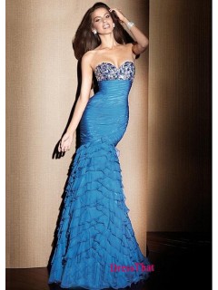 Sweetheart Beading Rhinestone Sequin Embellished Mermaid Blue Prom Dresses/Evening Dresses Under 200 Sale  ED-4189