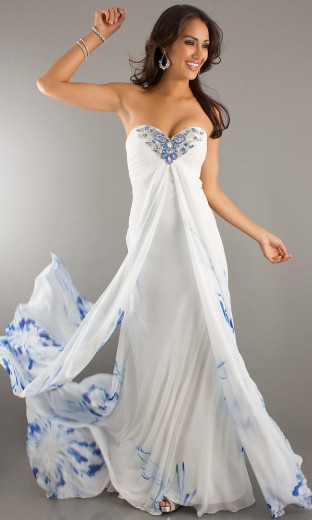 Elegant Sweetheart A-line Printed Floor Length Beaded Chiffon Evening Dresses Under$200 ED-2023