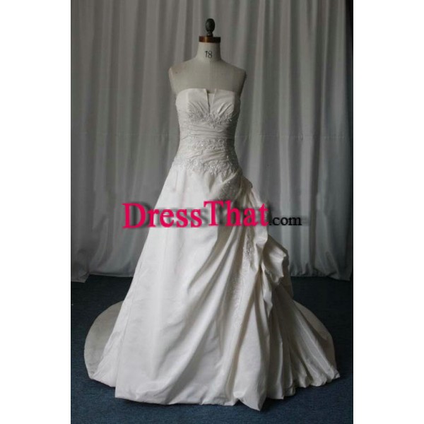  Princess Brush Train Modern Romantic  White Floor-length Elegant  Wedding Dress WD-50022