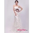 2013 New Arrival Column Strapless Sash Flower Inexpensive Lace Wedding Dresses Under 250 Sale