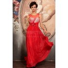 Gorgeous Sheath/Column Scoop Red Organza Evening Dresses ED-30124