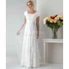 Elegant Sheath/Column Bateau White Chiffon Wedding Dresses WD-30185