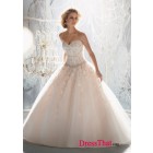 Luxurious Princess Sweetheart Sleeveless Embroidery Natural Organza wedding dress WD-9588