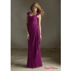 Gorgeous Princess Scalloped Short Sleeves Ruched Empire Chiffon wedding party Bridesmaid dress WPBD-9439