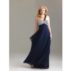 Gorgeous Empire One Shoulder Sweetheart Beading Long Chiffon Evening Dresses ED2021