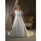2012 Best Selling Formfitting Beaded Waistline Applique Sequin Straps Chapel Train Satin Discount Plus Size Wedding Dresses WD-1011