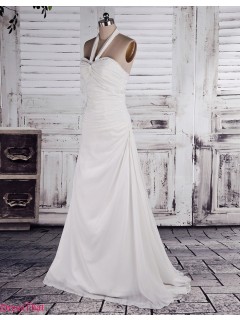 New Arrival Halter Princess Sweetheart Beading Ruched Sweep Train Long Chiffon Wedding Dress WAD-8061
