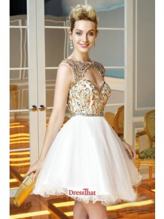 Luxurious A-line Beading Short Tulle Homecoming Dresses/Sweet 16 Dresses/Party Dresses  HD-70204
