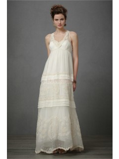 Elegant Column Style Straps Lace Beach Wedding Dresses Under 200 WD-70001