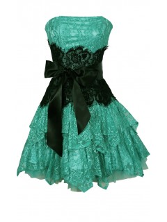 Elegant Short A-line Tulle Black Ribbon Homecoming Dresses/Party Dresses  HD-70224
