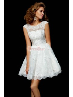 Pretty A-line Lace Beading Homecoming Dresses Open Back Party Dresses HD-70211