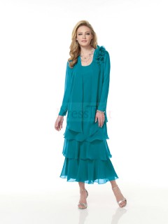 Elegant Sheath/Column Scoop Hunter Chiffon Mother Of Bride Dresses MBD-30172