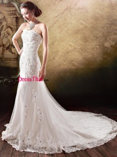 New Arrival 2013 Glamorous Princess Strapless Beaded Lace Brush Train Wedding Dress WD-50332