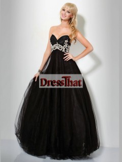 Luxurious Sheath Sweetheart Black Organza Prom Dresses PD-30065