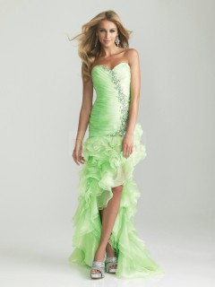 Gorgeous Sheath/Column Sweetheart Green Satin Prom Dresses PD-30098