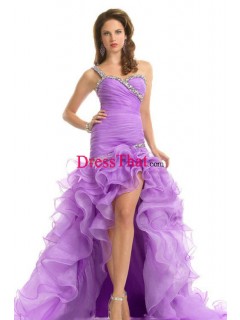 Sexy A-Line Strapless Court Train Organza Prom Dresses PD-80008