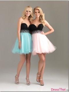 2013 Affordable Sexy Sweetheart Ruched Rhinestone Short/Mini Black And Pink Prom Dresses/Cocktail Dresses Under $100 PD-9009