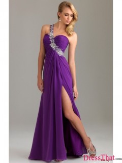 Hot Sale Style Long Purple One-shoulder Sweetheart Beading Cheap Prom Dresses/Evening Dresses PD-9010