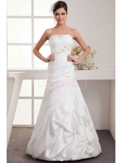 Elegant A-Line Strapless White Satin Wedding Dresses WD-30135