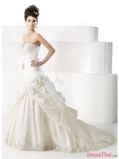 Ball Gown Princess Sweetheart Embroidery Long Taffeta Wedding Dress WD-9072