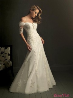 Elegant Mermaid Off-the-shoulder Lace Appliques Long Lace Wedding Dress WD-9140