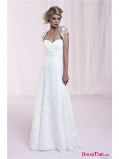 Elegant Princess Sweetheart Short Sleeves Ruched Empire Lace wedding dress WD-9266