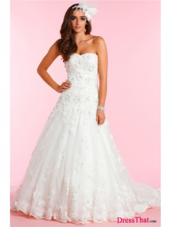 Luxurious Princess Sweetheart Sleeveless Flowers Empire Lace wedding dress WD-9269