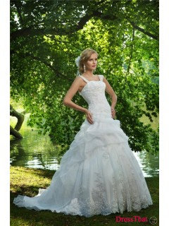 Glamorous A-Line Sweetheart Sleeveless Beading Natural Organza wedding dress WD-9270