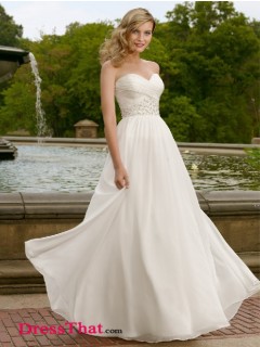 Simple Princess Sweetheart Sleeveless Beading Empire Chiffon wedding dress WD-9520