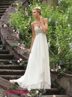 Elegant A-Line Sweetheart Sleeveless Beading Empire Chiffon wedding dress WD-9523
