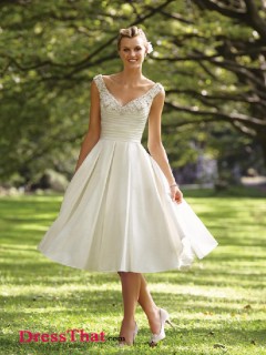 Modern Princess V-neck Sleeveless Ruched Empire Satin wedding dress WD-9524