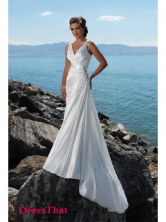 Modern Princess Sweetheart Sleeveless Ruched Empire Satin wedding dress WD-9534