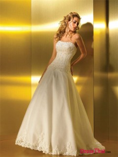 Luxurious A-Line Sweetheart Sleeveless Appliques Empire Satin wedding dress WD-9537
