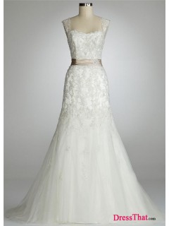 Elegant Princess Sweetheart Sleeveless Appliques Empire Satin wedding dress WD-9538