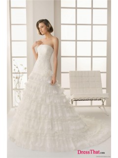 Glamorous Princess Strapless Sleeveless Tiered Empire Organza wedding dress WD-9540
