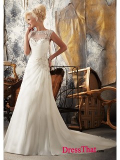 Gorgeous A-Line Scoop Sleeveless Appliques Empire Chiffon wedding dress WD-9589