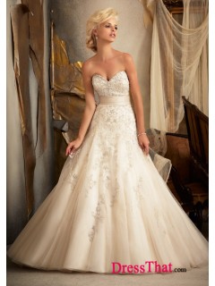 Luxurious Ball Gown Sweetheart Sleeveless Embroidery Empire Tulle wedding dress WD-9590