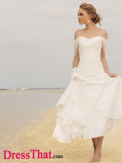 Modern A-Line Sweetheart Sleeveless Flowers Natural Taffeta wedding dress WD-9753