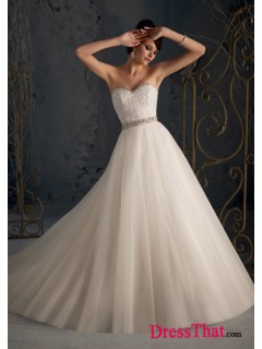 Elegant A-Line Sweetheart Sleeveless Appliques Empire Organza wedding dress WD-9811
