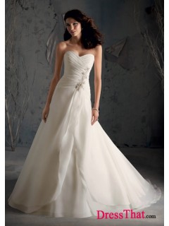 Modern A-Line Sweetheart Sleeveless Ruched Empire Chiffon wedding dress WD-9816