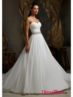 Modern Princess Sweetheart Sleeveless Beading Empire Chiffon wedding dress WD-9820