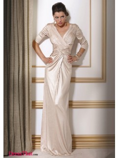 Elegant Sheath V-neck Half Sleeves Ruched Empire Satin wedding party mother of the bride dress WPMD-9507